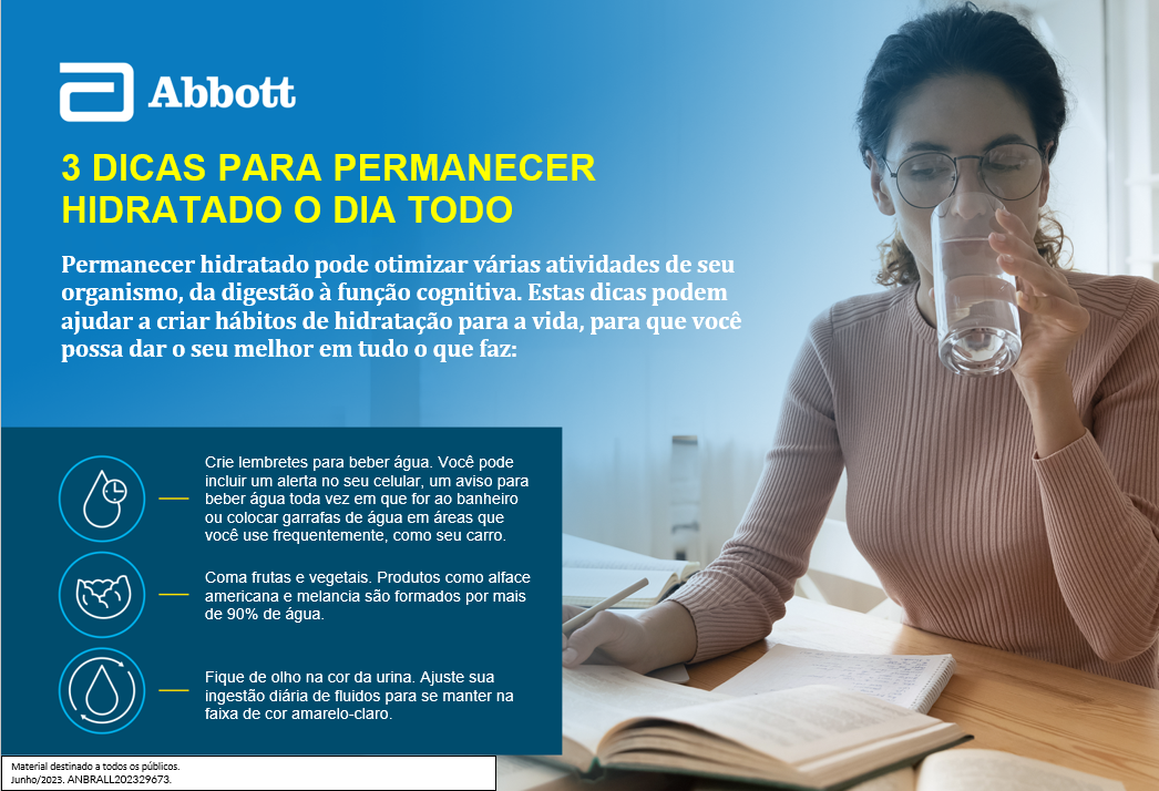 Infografico 3 dicas para pernanecer hidratao tod