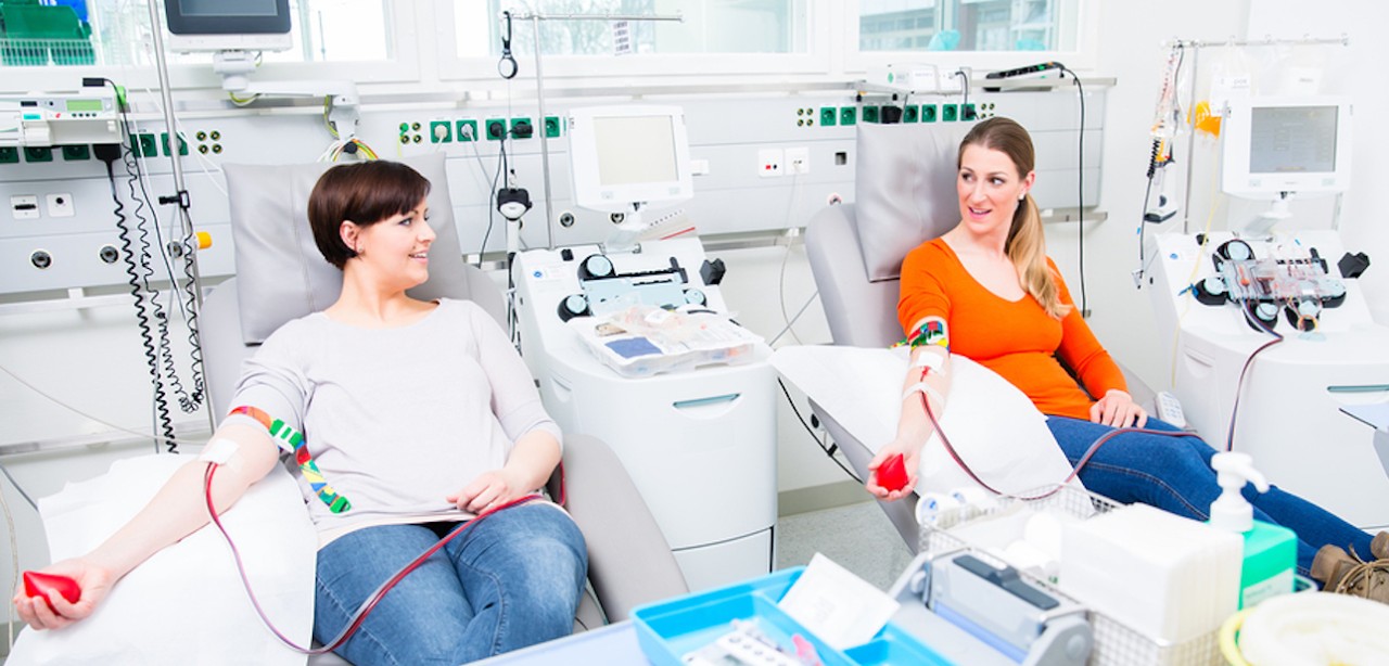 Two women at blood donation