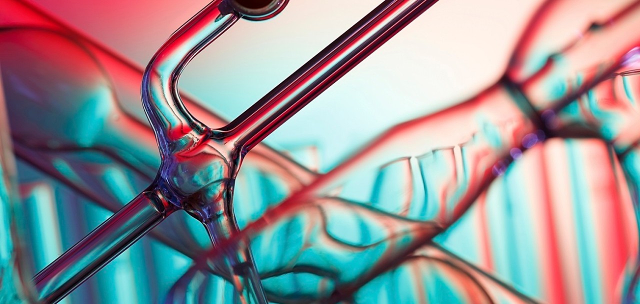 Laboratory glassware, close-up.